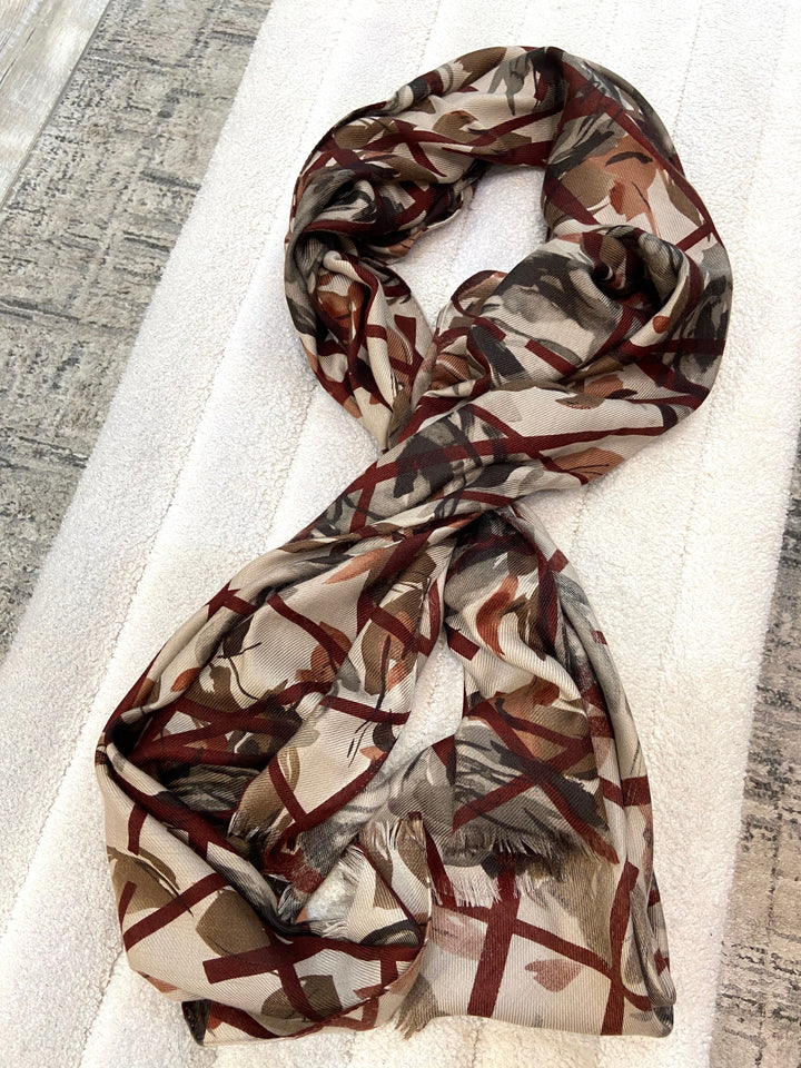 LORO PIANA PRINTED CASHMERE &amp; SILK SCARF
