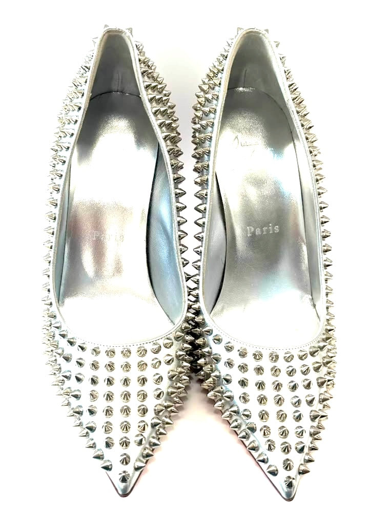 LOUBOUTIN CONDORA SPIKES 100 METALLIC NAPPA LEATHER PUMPS