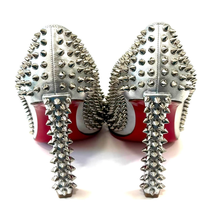LOUBOUTIN CONDORA SPIKES 100 METALLIC NAPPA LEATHER PUMPS