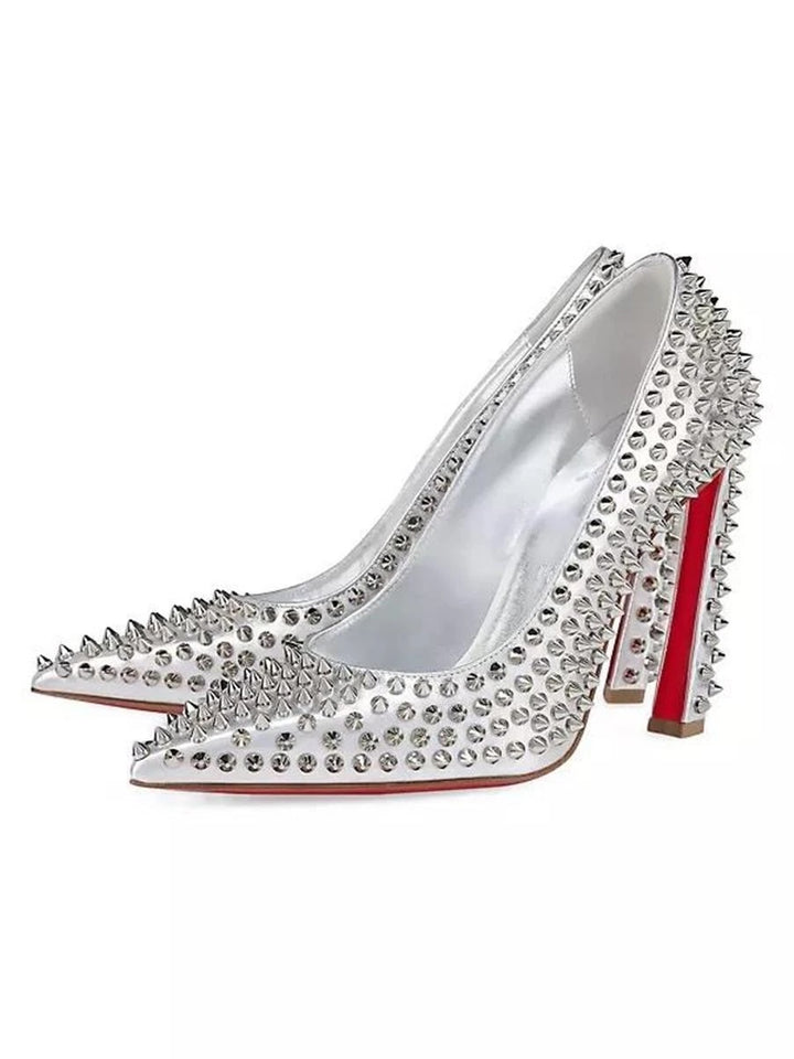 LOUBOUTIN CONDORA SPIKES 100 METALLIC NAPPA LEATHER PUMPS