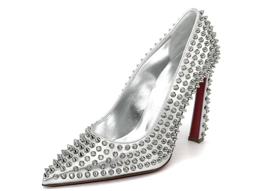 LOUBOUTIN CONDORA SPIKES 100 METALLIC NAPPA LEATHER PUMPS