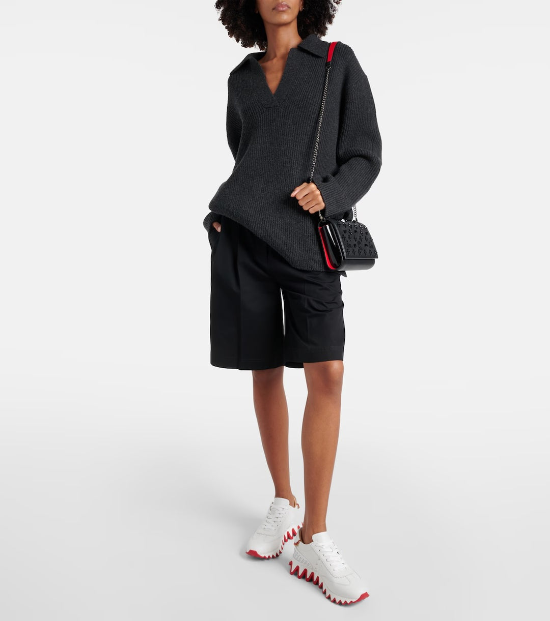 LOUBOUTIN LOUBISHARK DONNA RUNNER CALFSKIN LEATHER SNEAKERS