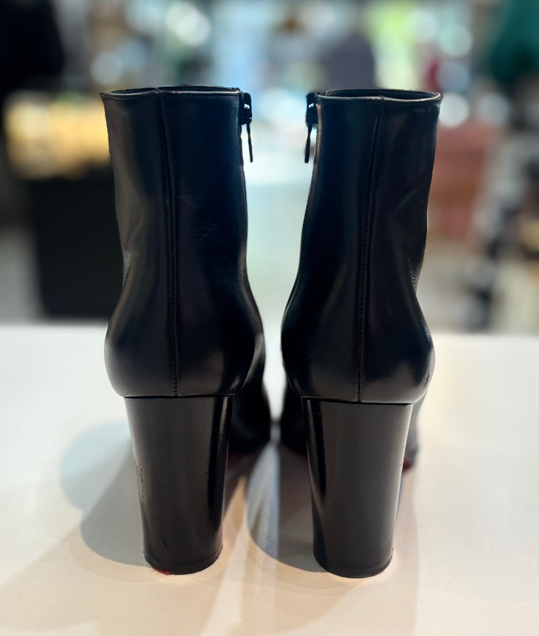 LOUBOUTIN ADOX 85 CALFSKIN LEATHER ANKLE BOOTS