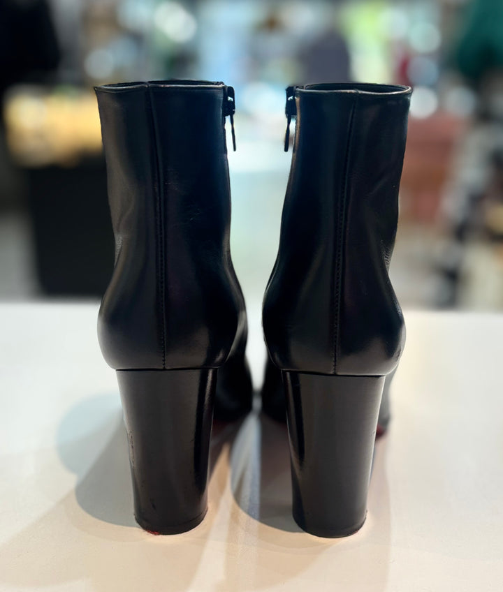 LOUBOUTIN ADOX 85 CALFSKIN LEATHER ANKLE BOOTS