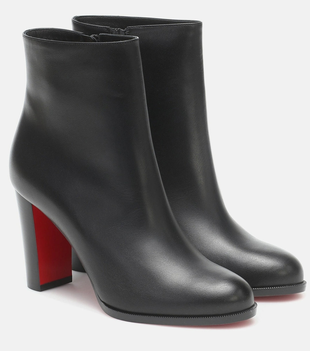 LOUBOUTIN ADOX 85 CALFSKIN LEATHER ANKLE BOOTS