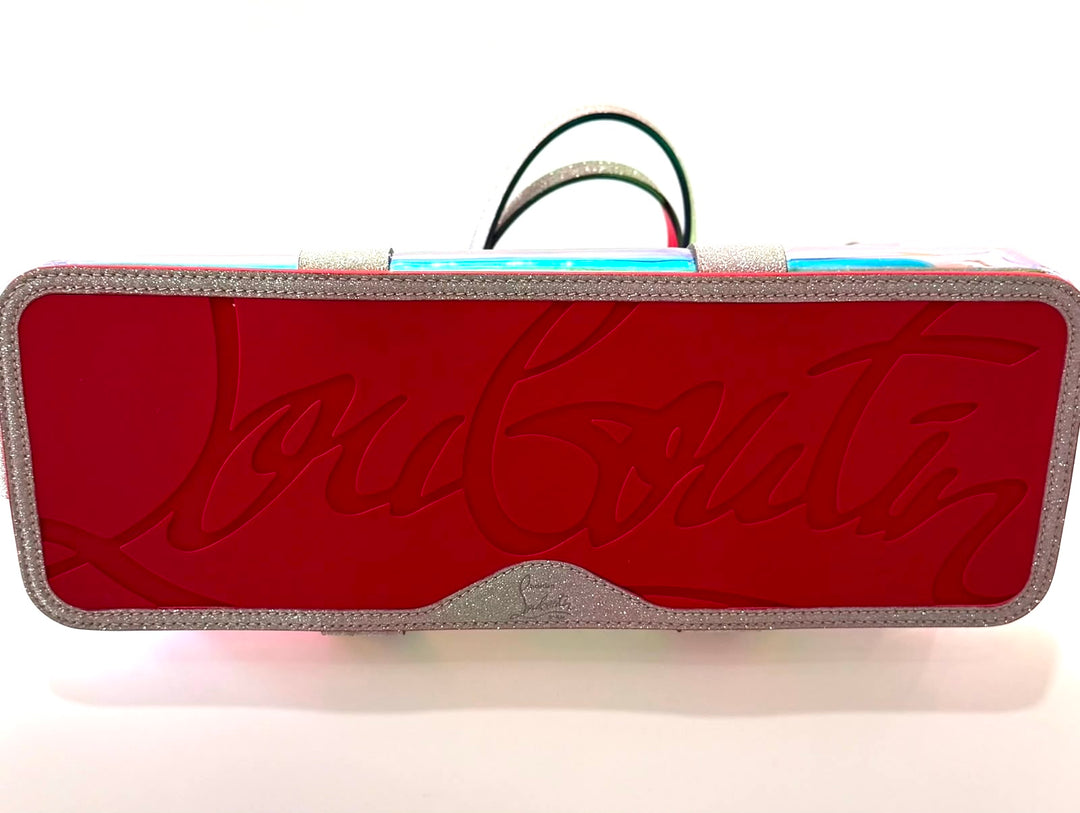 LOUBOUTIN MULTICOLOR CABATA IRIDESCENT GLITTER PVC LARGE TOTE BAG