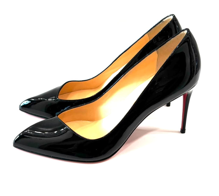 LOUBOUTIN CORNEILLE 85 PATENT CALF LEATHER PUMPS