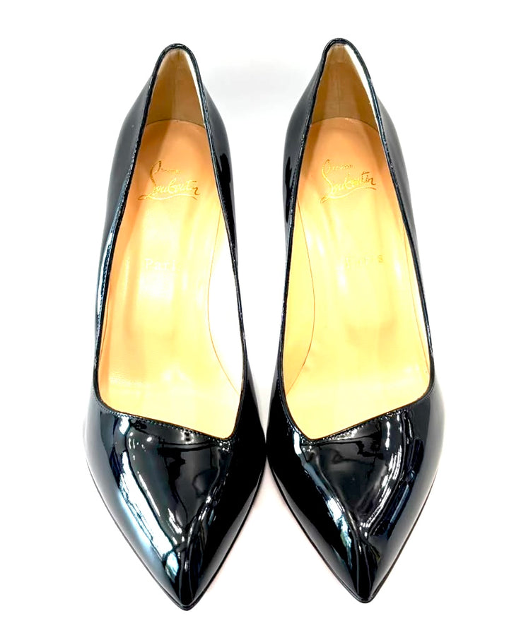LOUBOUTIN CORNEILLE 85 PATENT CALF LEATHER PUMPS