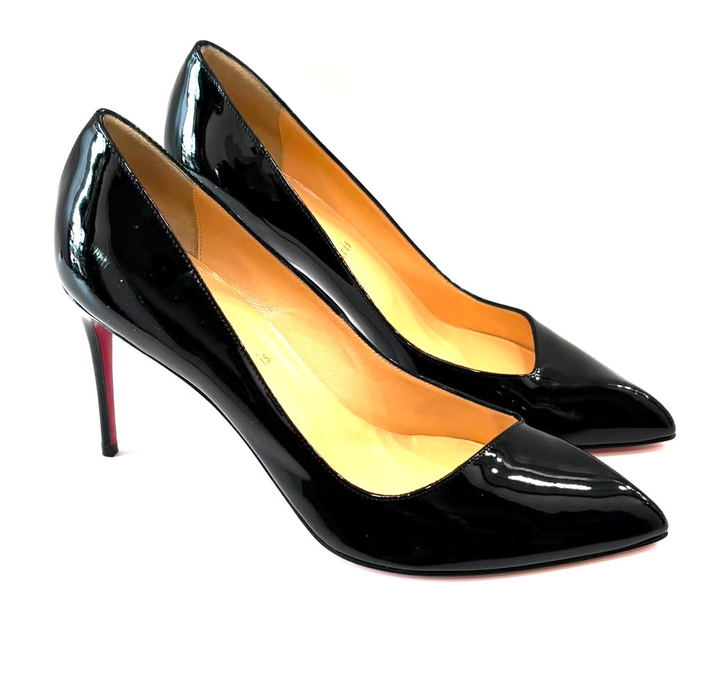 LOUBOUTIN CORNEILLE 85 PATENT CALF LEATHER PUMPS