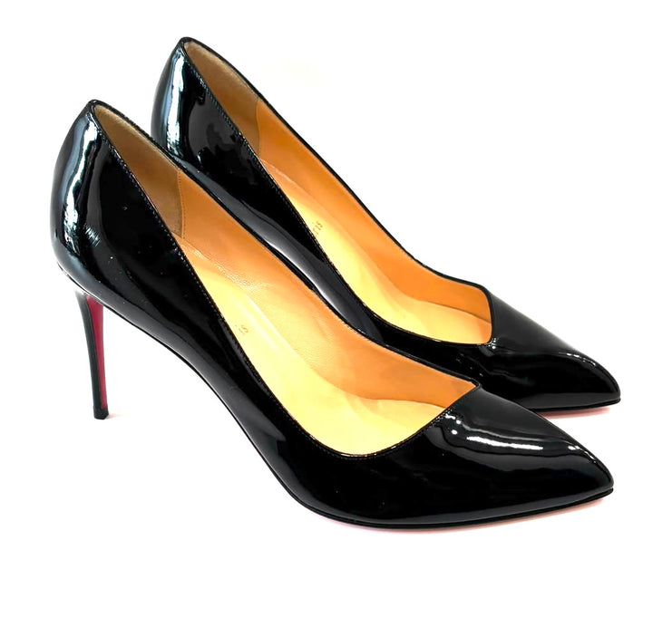 LOUBOUTIN CORNEILLE 85 PATENT CALF LEATHER PUMPS