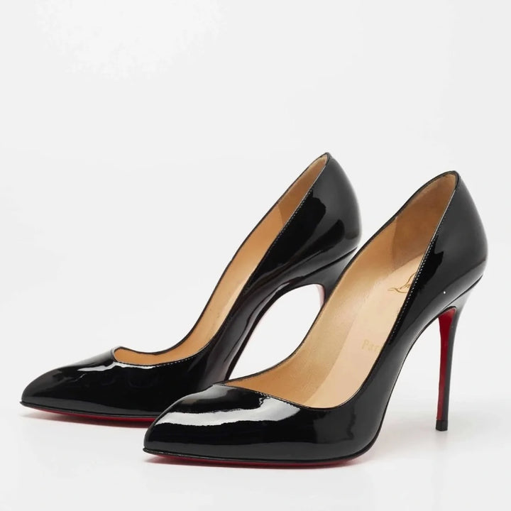 LOUBOUTIN CORNEILLE 85 PATENT CALF LEATHER PUMPS