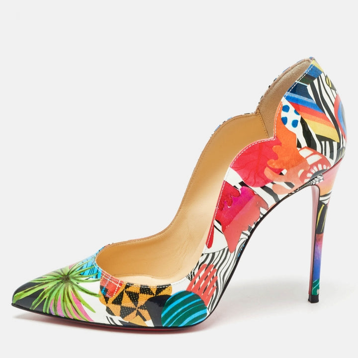 LOUBOUTIN MULTICOLOR PRINT HOT CHIC SAPEUR PATENT PUMPS