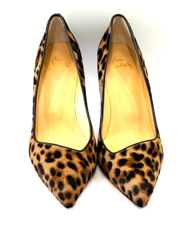 CHRISTIAN LOUBOUTIN LEOPARD PRINT CALF HAIR CLARE PUMPS