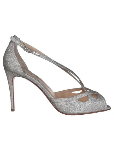 CHRISTIAN LOUBOUTIN MADALENA 85 GLITTER LEATHER PUMPS