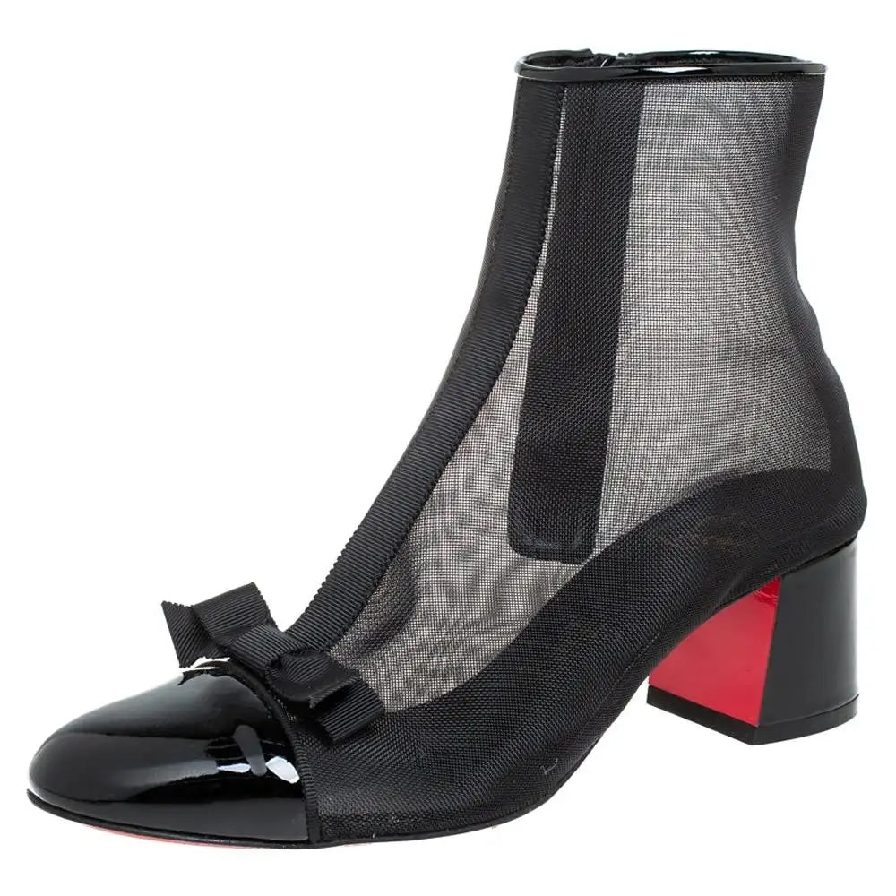 CHRISTIAN LOUBOUTIN MESH CHECKYPOINT 55 BOOTIES