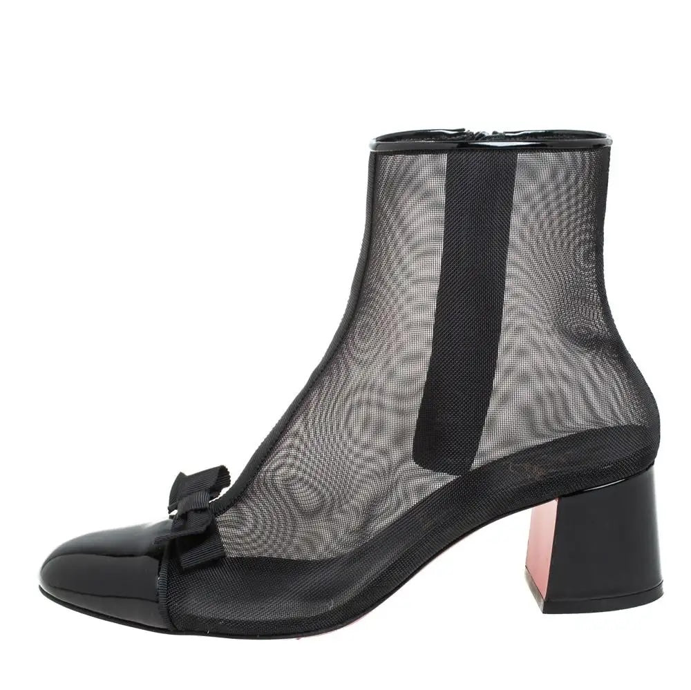 CHRISTIAN LOUBOUTIN MESH CHECKYPOINT 55 BOOTIES