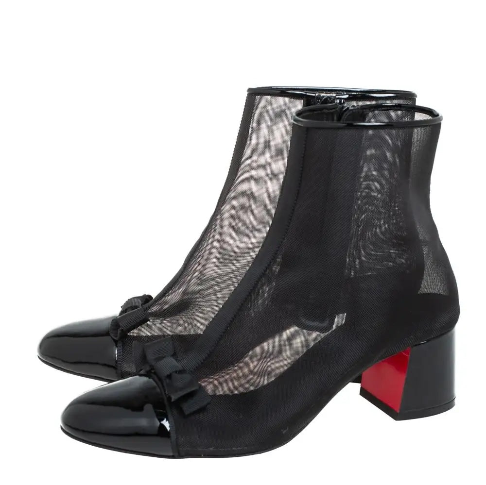 CHRISTIAN LOUBOUTIN MESH CHECKYPOINT 55 BOOTIES