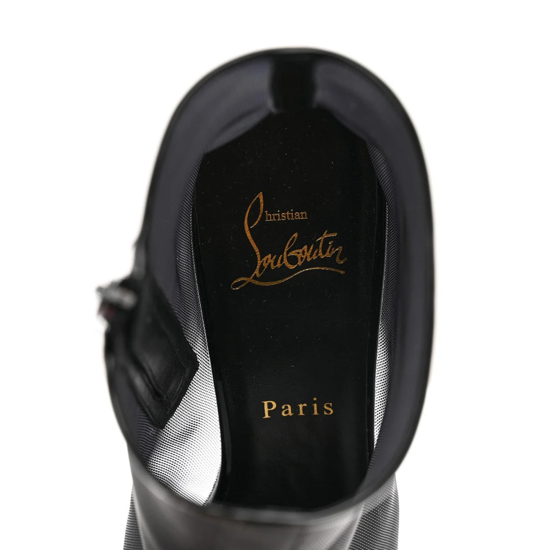 CHRISTIAN LOUBOUTIN MESH CHECKYPOINT 55 BOOTIES