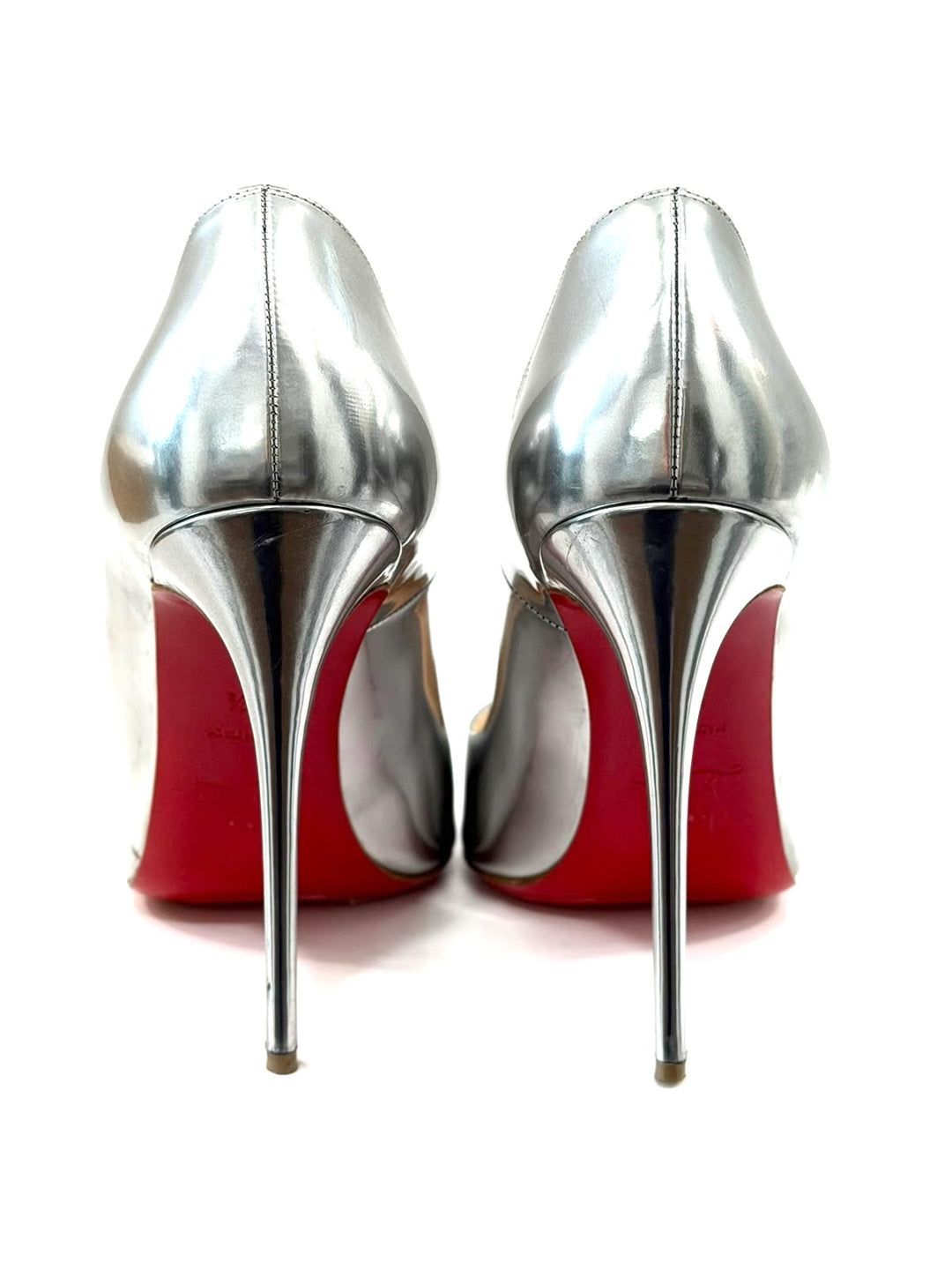 CHRISTIAN LOUBOUTIN METALLIC LEATHER SO KATE 120 PUMPS