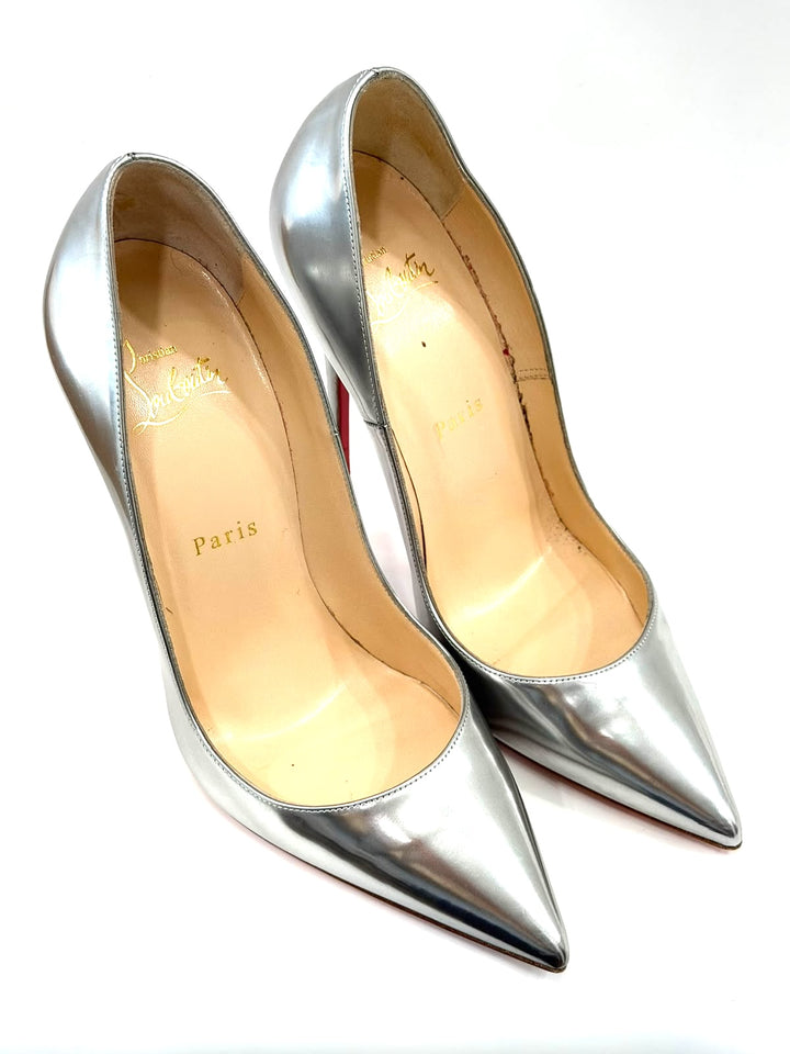 CHRISTIAN LOUBOUTIN METALLIC LEATHER SO KATE 120 PUMPS