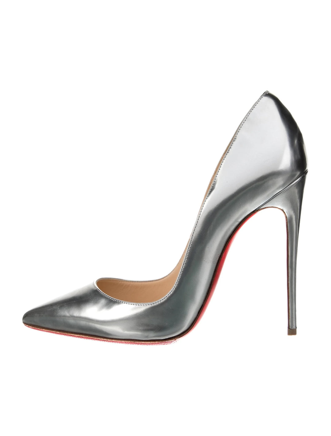 CHRISTIAN LOUBOUTIN METALLIC LEATHER SO KATE 120 PUMPS
