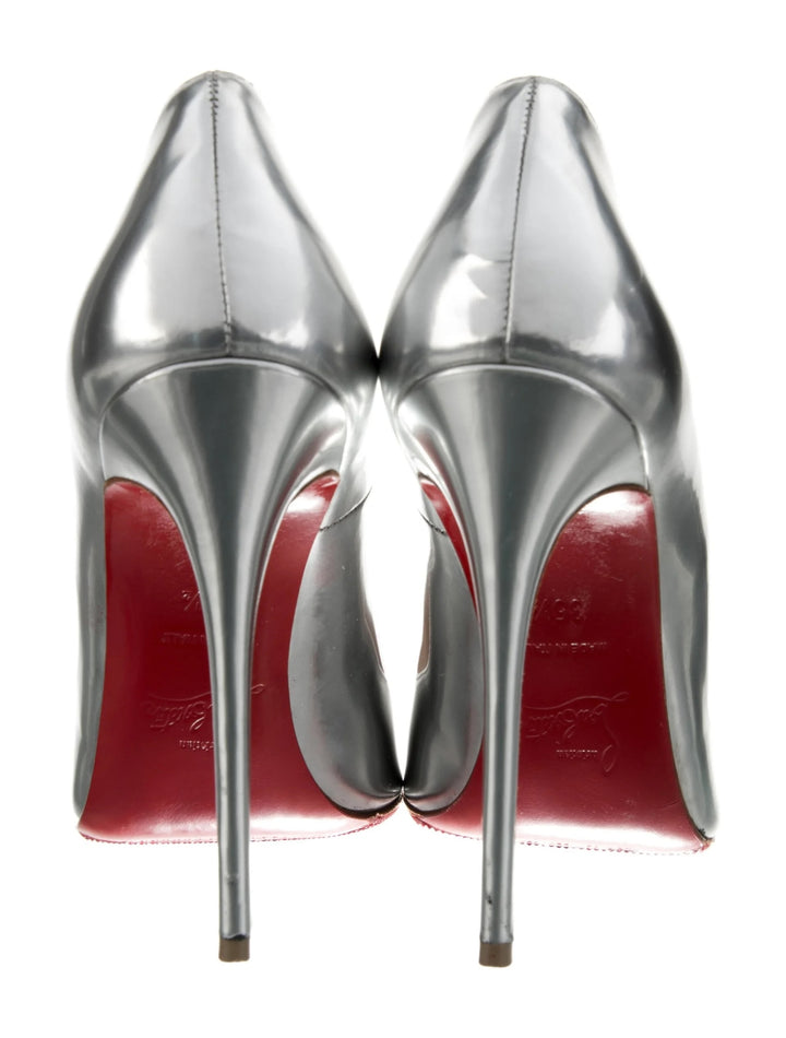 CHRISTIAN LOUBOUTIN METALLIC LEATHER SO KATE 120 PUMPS