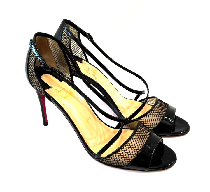 LOUBOUTIN PATENT MESH SILKOVA 85 PUMPS