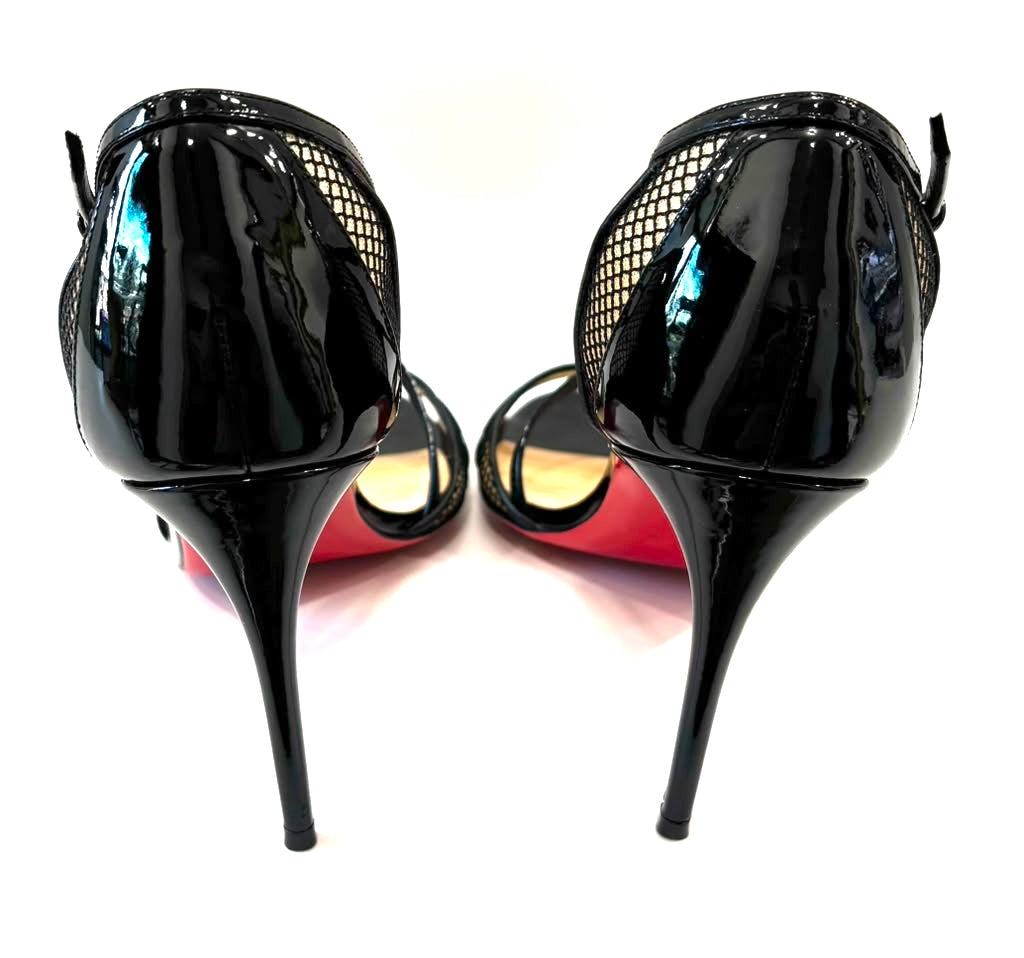 LOUBOUTIN PATENT MESH SILKOVA 85 PUMPS