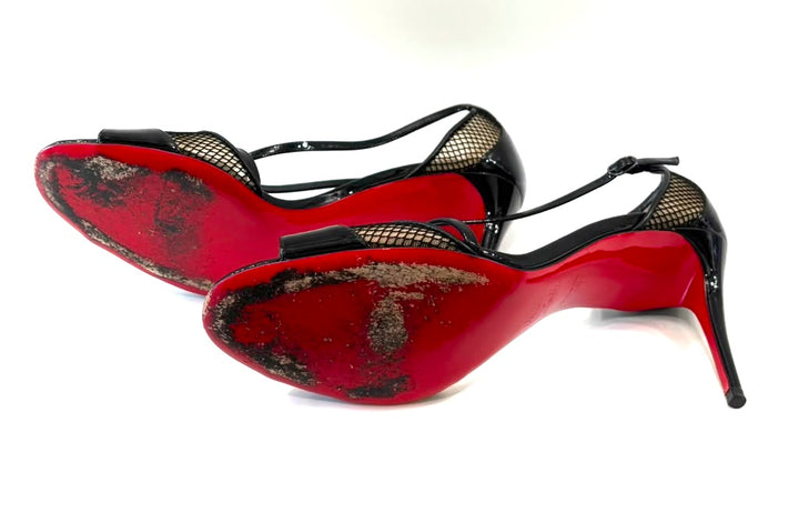 LOUBOUTIN PATENT MESH SILKOVA 85 PUMPS