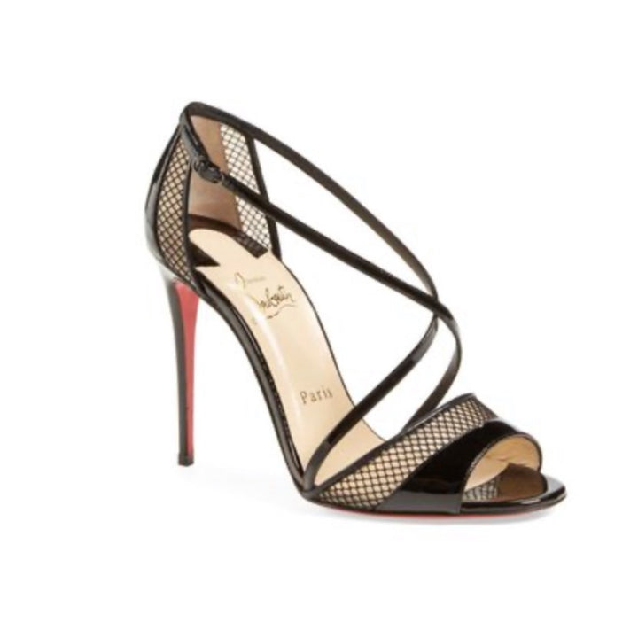 LOUBOUTIN PATENT MESH SILKOVA 85 PUMPS