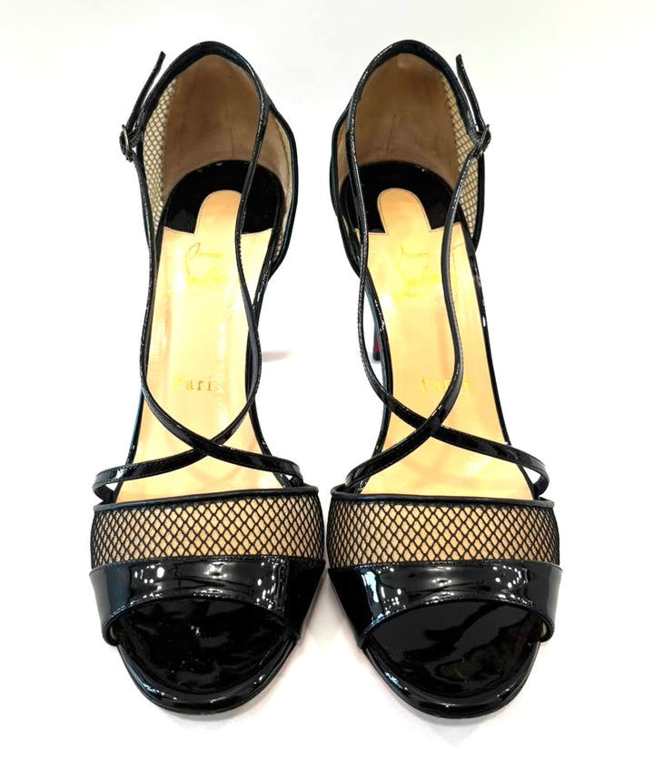 LOUBOUTIN PATENT MESH SILKOVA 85 PUMPS
