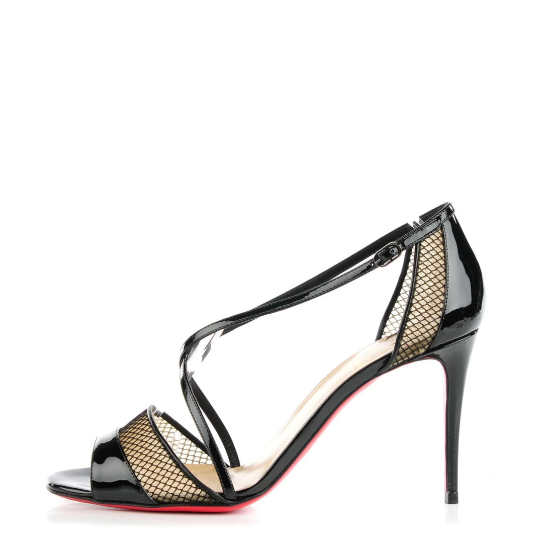 LOUBOUTIN PATENT MESH SILKOVA 85 PUMPS
