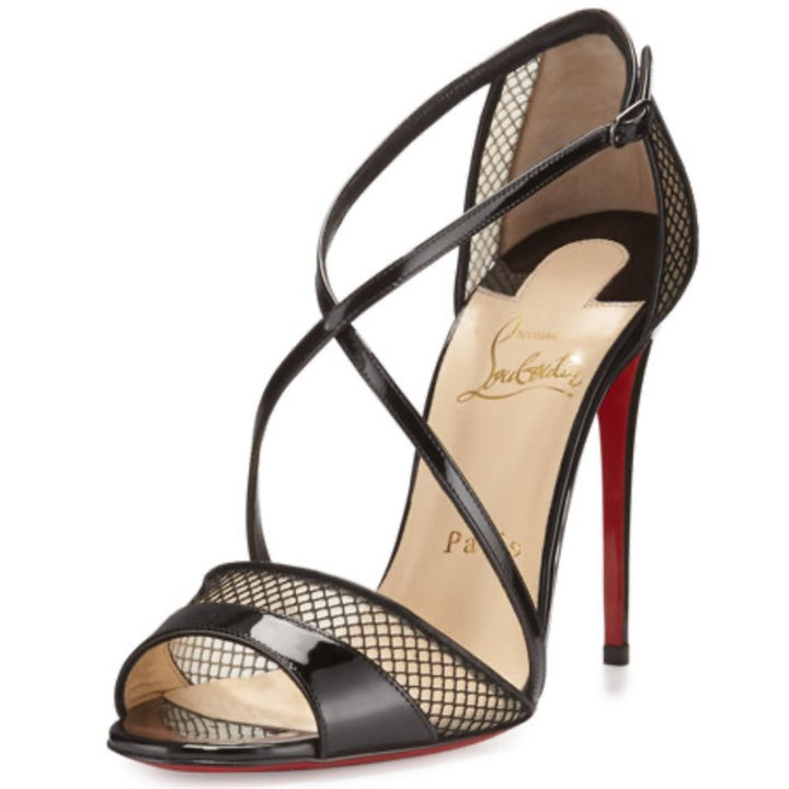 LOUBOUTIN PATENT MESH SILKOVA 85 PUMPS
