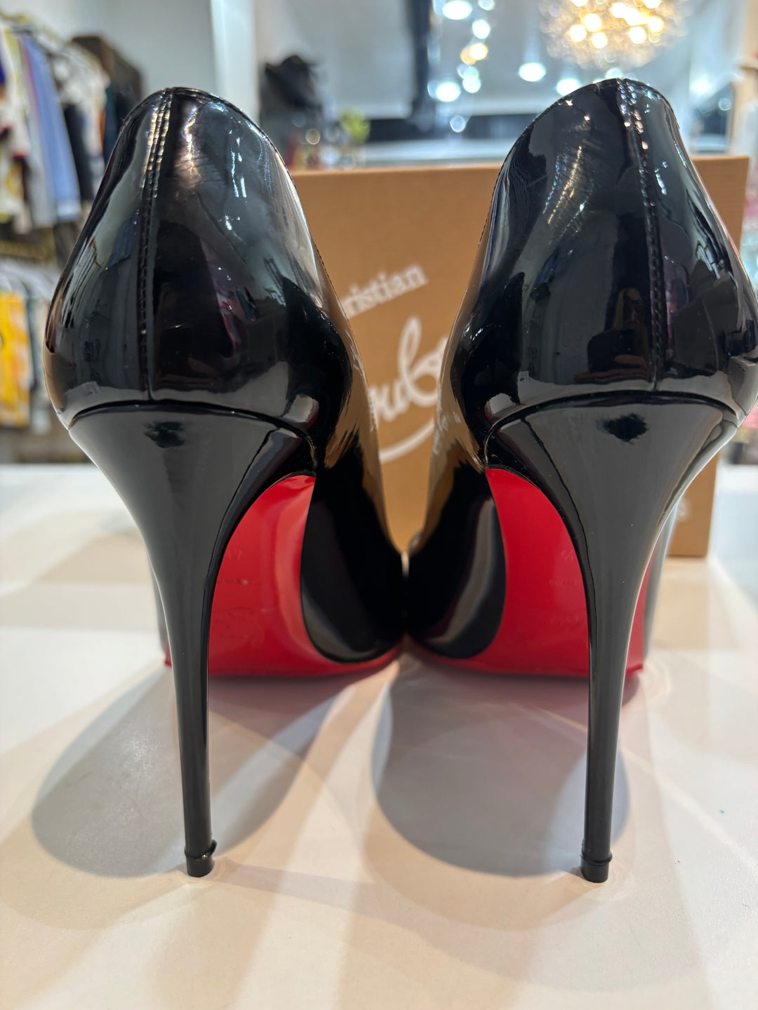 LOUBOUTIN PIGALLE FOLLIES PATENT CALF LEATHER PUMPS