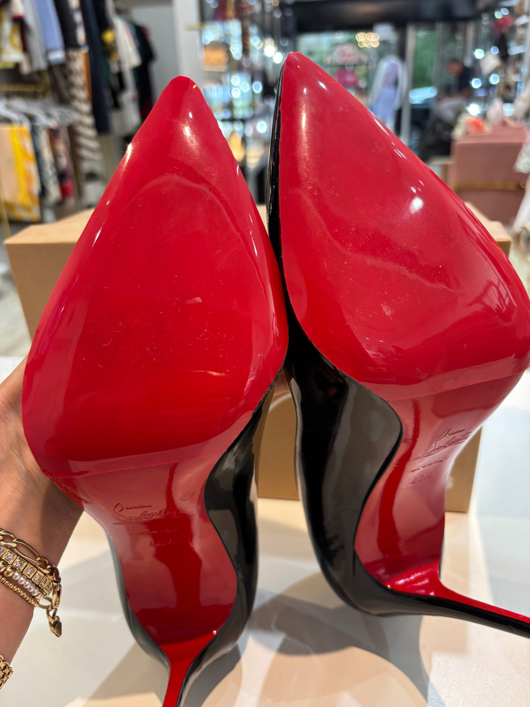 LOUBOUTIN PIGALLE FOLLIES PATENT CALF LEATHER PUMPS