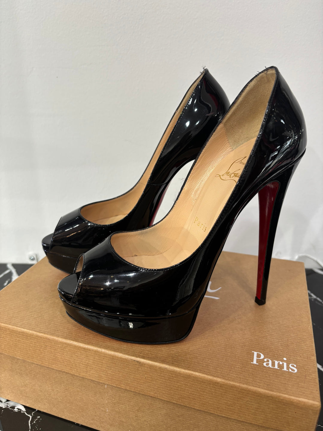 CHRISTIAN LOUBOUTIN PEEP 130 PLATFORM PEEP TOE PUMPS