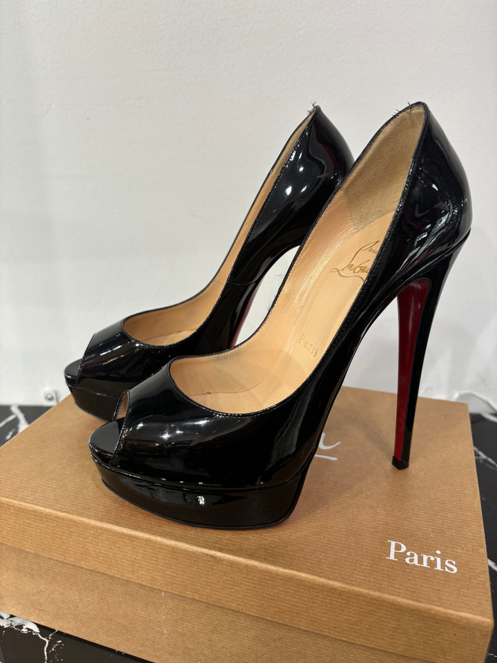 CHRISTIAN LOUBOUTIN PEEP 130 PLATFORM PEEP TOE PUMPS