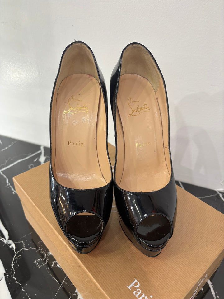 CHRISTIAN LOUBOUTIN PEEP 130 PLATFORM PEEP TOE PUMPS