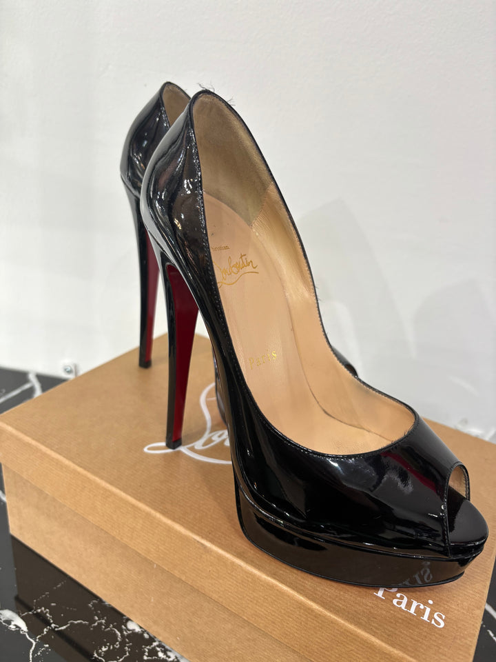 CHRISTIAN LOUBOUTIN PEEP 130 PLATFORM PEEP TOE PUMPS