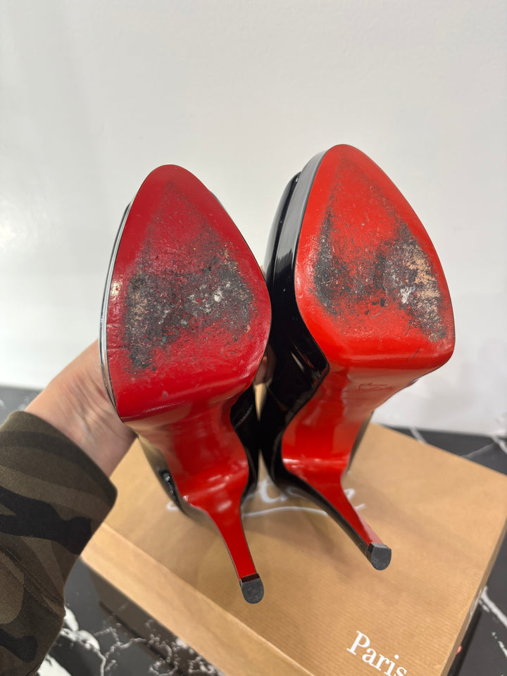 CHRISTIAN LOUBOUTIN PEEP 130 PLATFORM PEEP TOE PUMPS