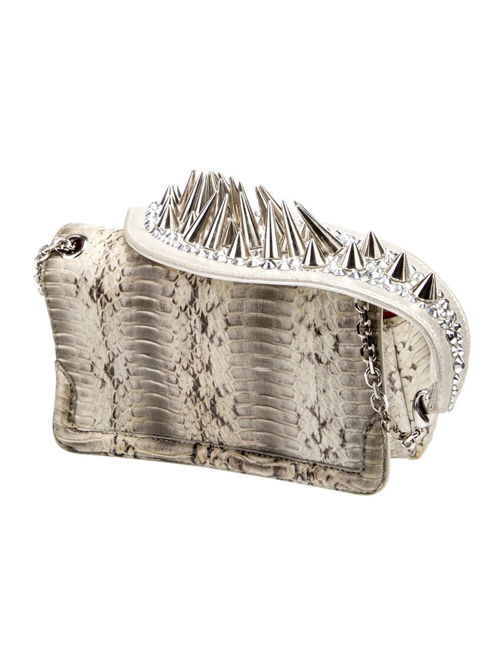 LOUBOUTIN ARTEMIS PYTHON SNAKESKIN SPIKE STRAP SHOULDER BAG