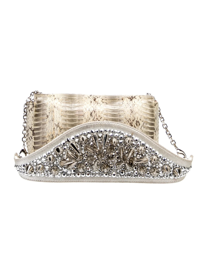 LOUBOUTIN ARTEMIS PYTHON SNAKESKIN SPIKE STRAP SHOULDER BAG