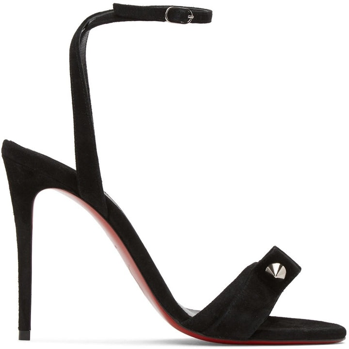 LOUBOUTIN UMBERTA 100 SUEDE ANKLE STRAP SANDALS