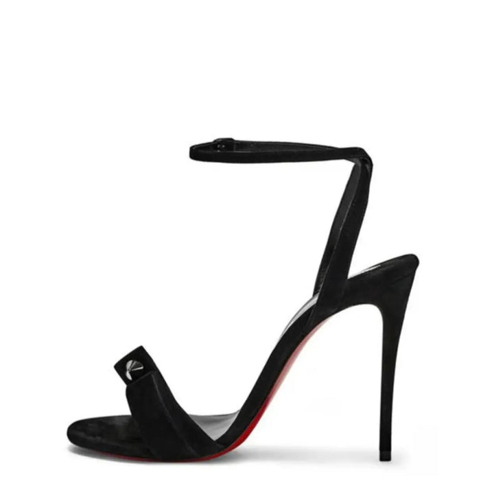 LOUBOUTIN UMBERTA 100 SUEDE ANKLE STRAP SANDALS