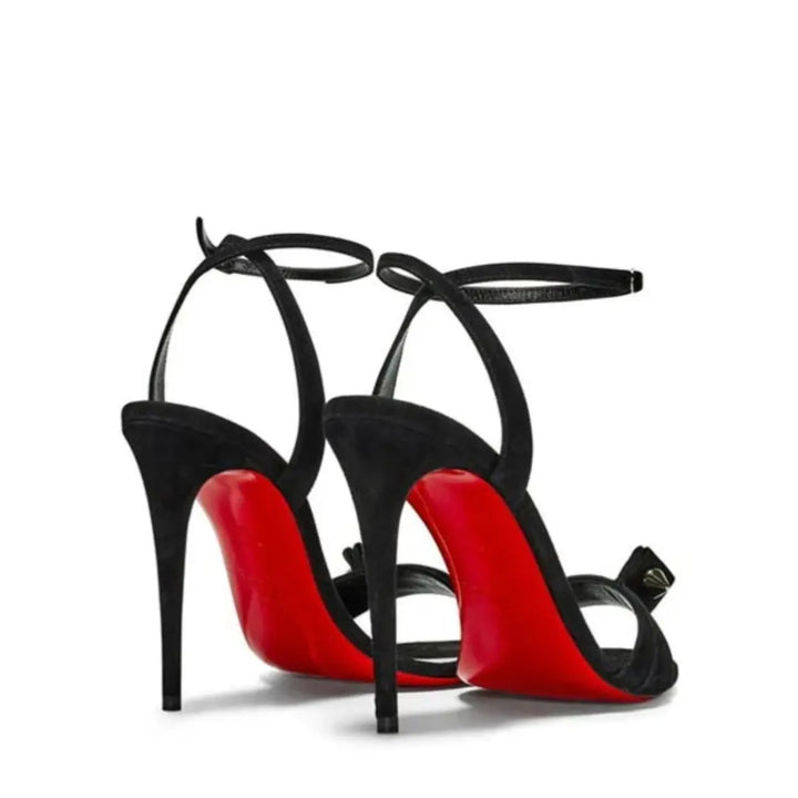 LOUBOUTIN UMBERTA 100 SUEDE ANKLE STRAP SANDALS