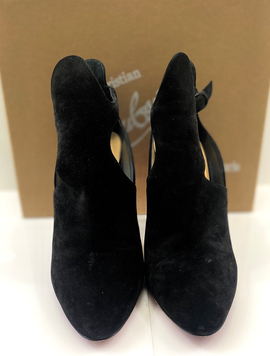 CHRISTIAN LOUBOUTIN CANADADA 100 VEAU VELOURS BOOTIES PUMPS