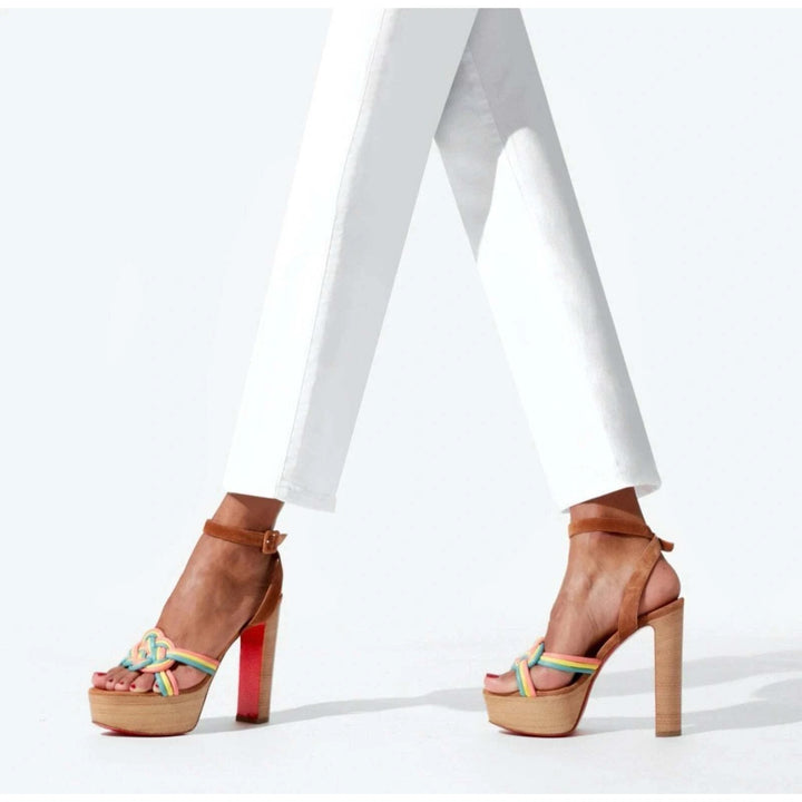 LOUBOUTIN NAPPA VEAU VELOURS COUIO ELLA 130 PLATFORM SANDALS