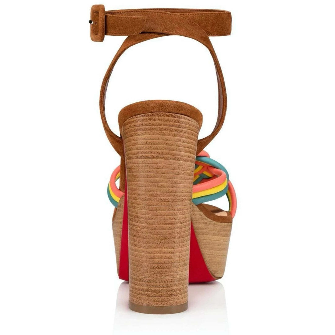 LOUBOUTIN NAPPA VEAU VELOURS COUIO ELLA 130 PLATFORM SANDALS