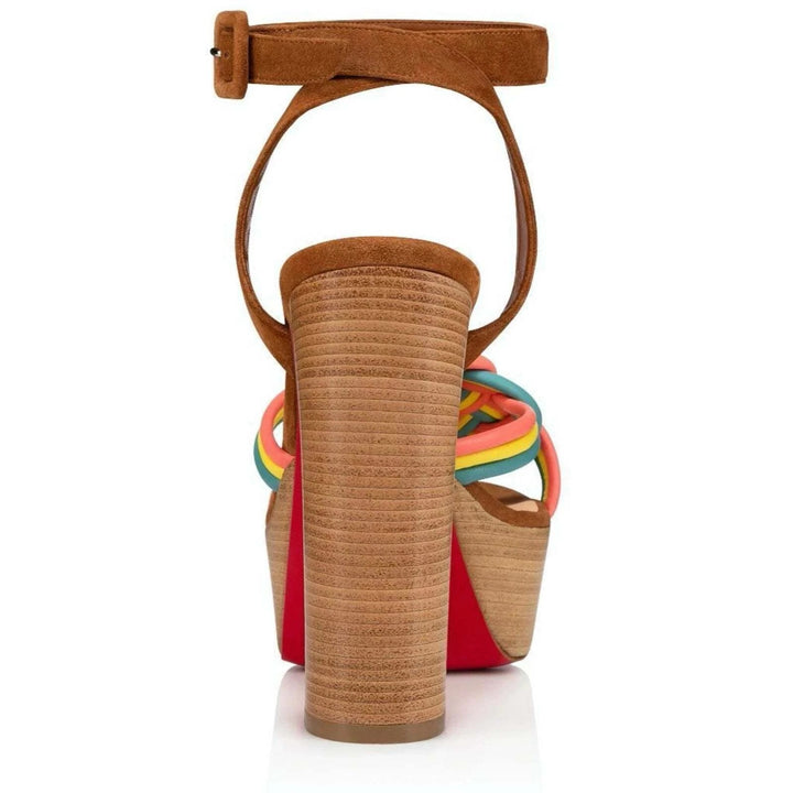 LOUBOUTIN NAPPA VEAU VELOURS COUIO ELLA 130 PLATFORM SANDALS