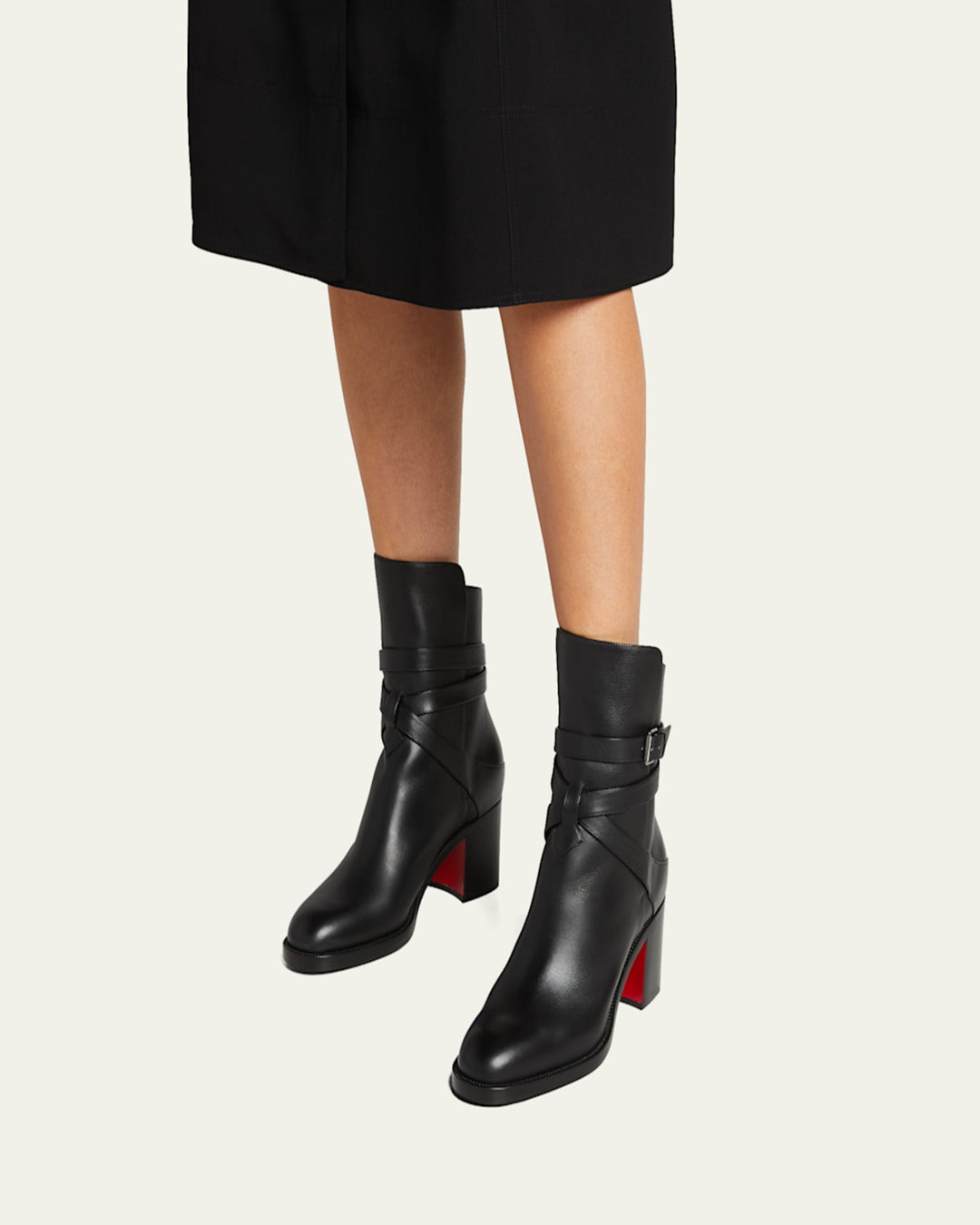 LOUBOUTIN KARISTRAP 70 CALFSKIN LEATHER ANKLE BOOTS